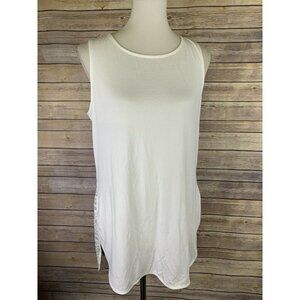 Tangerine NWT Womens Medium Colorblocked Top Sleeveless White Layered Back